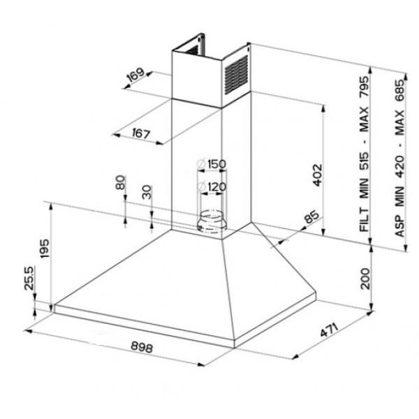 Acquista online Faber Kitchen hood wall VALUE white W 60 cod.320.0557.541 Faber